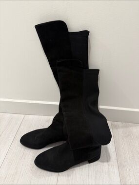 Stuart Weitzman Black Over-the-Knee Stretch Suede Boots